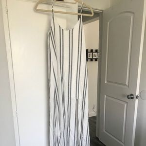 Maxi striped dress w/sexy thigh slit and open back